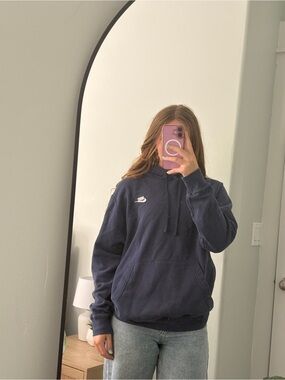 Nike Women's Navy Blue Pullover Hoodie with White Logo
